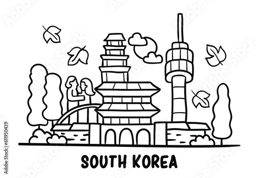 Travel To South Korea Vector illustration.