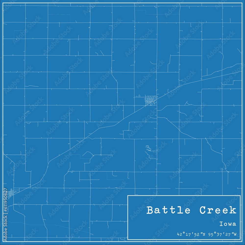 Blueprint US city map of Battle Creek, Iowa. Blueprint US city map of Battle Creek, Iowa.
