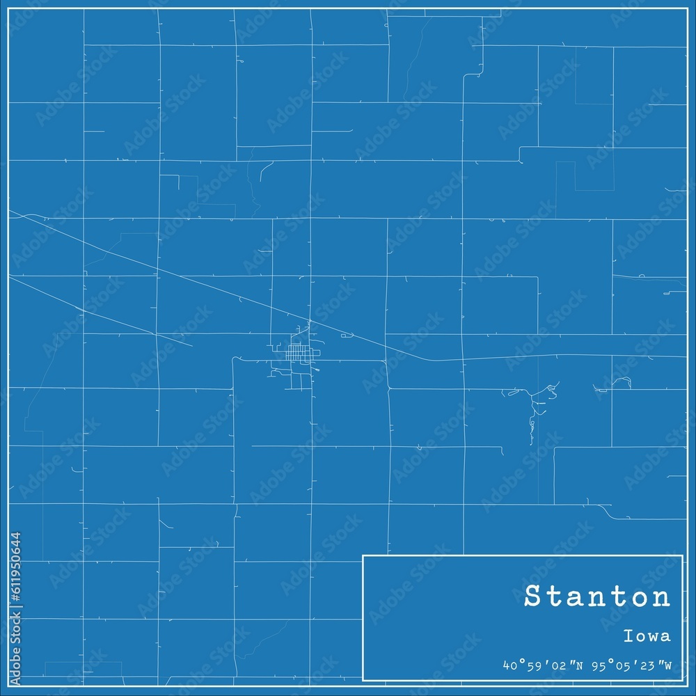 Blueprint US city map of Stanton, Iowa. Blueprint US city map of Stanton, Iowa.