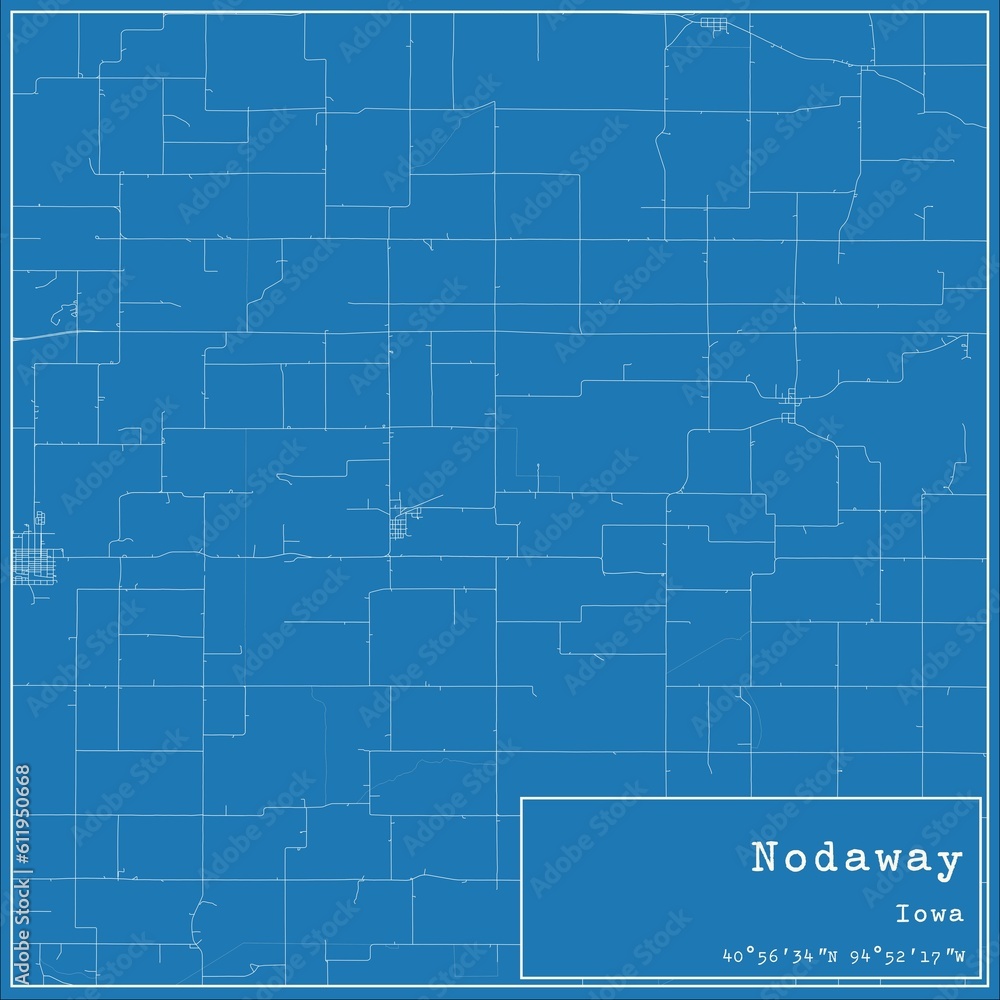 Blueprint US city map of Nodaway, Iowa.