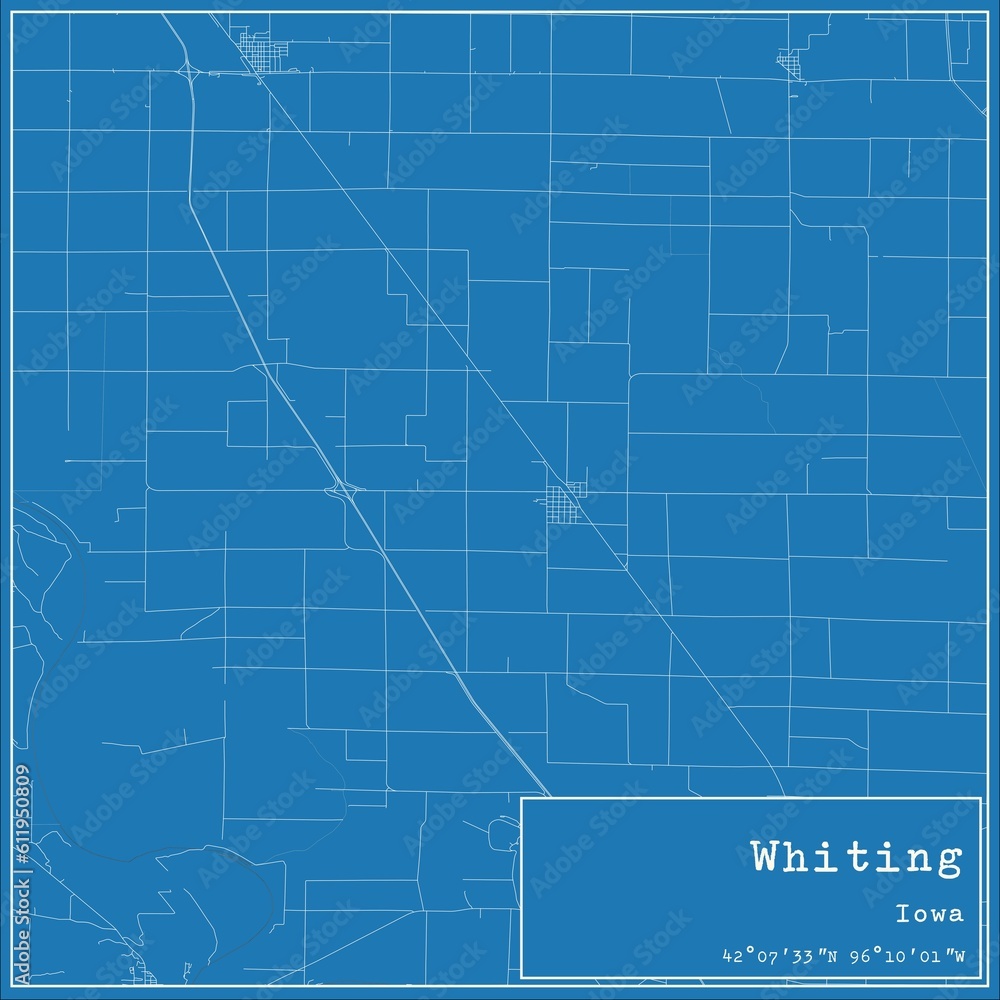 Blueprint US city map of Whiting, Iowa. Blueprint US city map of Whiting, Iowa.
