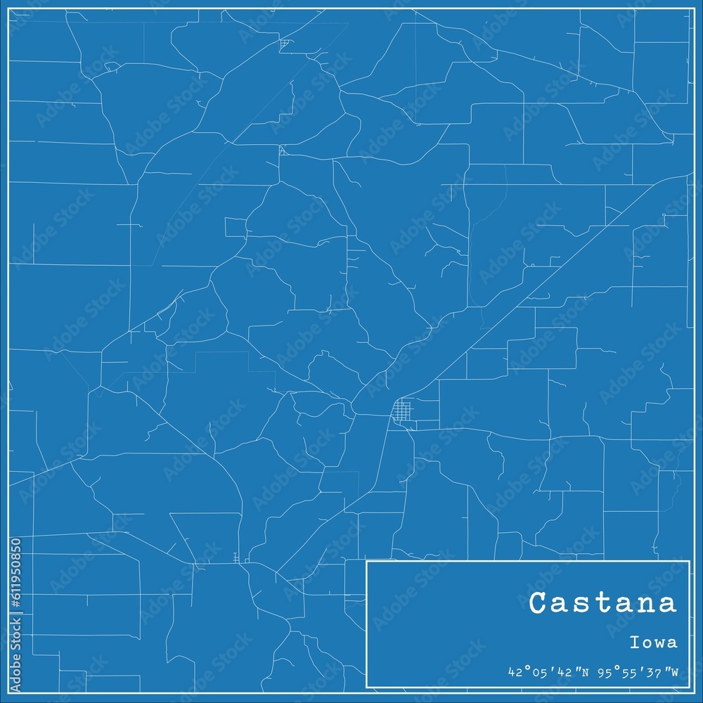 Blueprint US city map of Castana, Iowa. Blueprint US city map of Castana, Iowa.