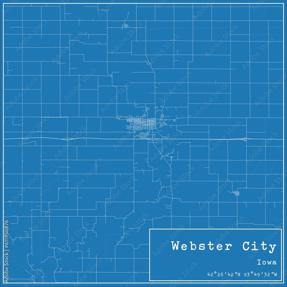 Fototapeta premium Blueprint US city map of Webster City, Iowa.