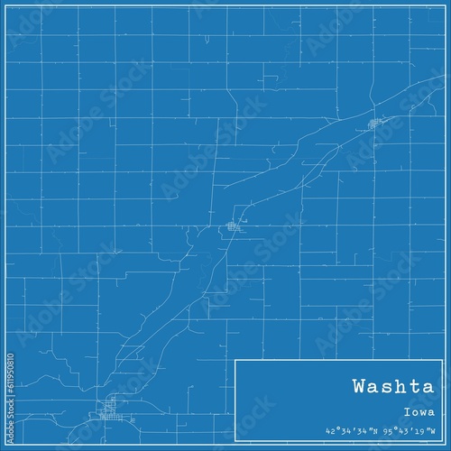 Blueprint US city map of Washta  Iowa.