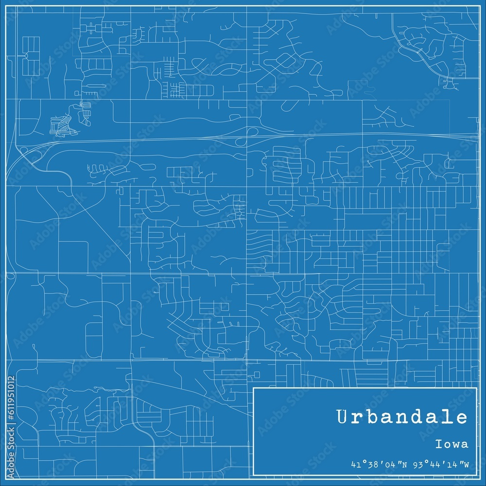 Blueprint US city map of Urbandale, Iowa. Blueprint US city map of Urbandale, Iowa.