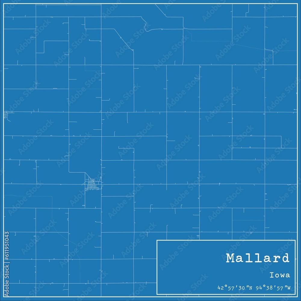 Blueprint US city map of Mallard, Iowa. Blueprint US city map of Mallard, Iowa.
