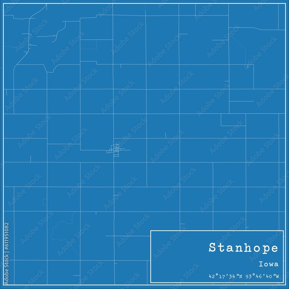 Blueprint US city map of Stanhope, Iowa. Blueprint US city map of Stanhope, Iowa.