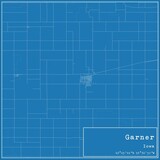 Blueprint US city map of Garner, Iowa.