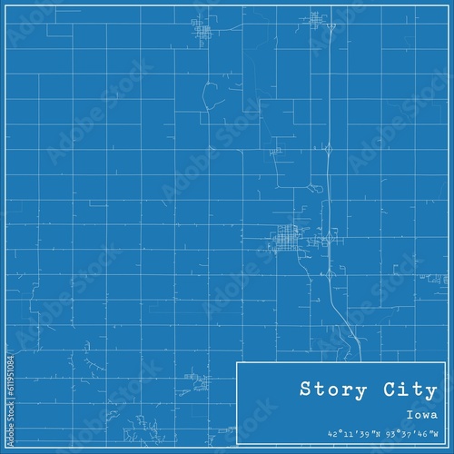 Blueprint US city map of Story City  Iowa.