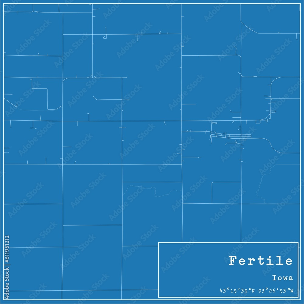 Blueprint US city map of Fertile, Iowa.