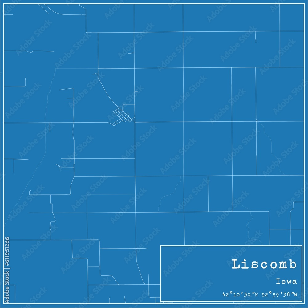 Blueprint US city map of Liscomb, Iowa. Blueprint US city map of Liscomb, Iowa.