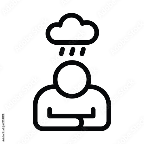 sadness line icon illustration vector graphic