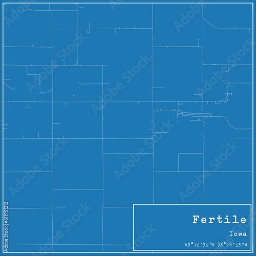 Blueprint US city map of Fertile, Iowa.