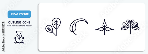 nature outline icons set. nature thin line icons pack included obovate, falcate, pinnation, trifoliate ternate vector.
