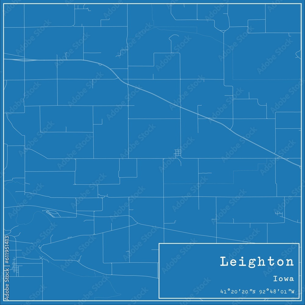 Blueprint US city map of Leighton, Iowa. Blueprint US city map of Leighton, Iowa.
