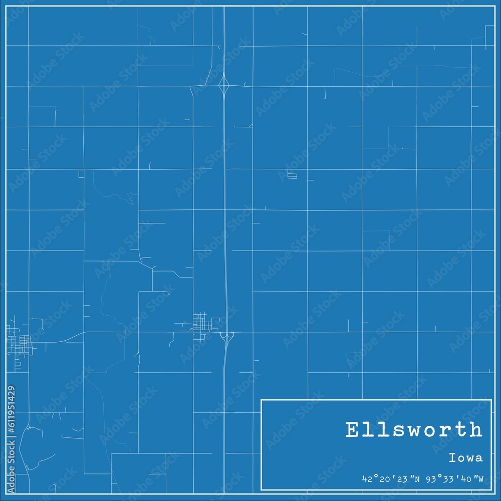 Blueprint US city map of Ellsworth, Iowa. Blueprint US city map of Ellsworth, Iowa.
