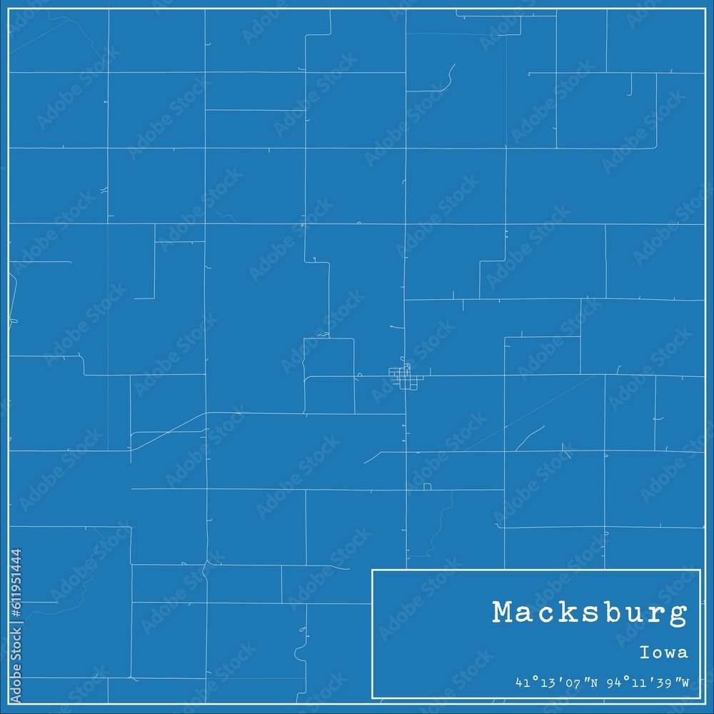 Blueprint US city map of Macksburg, Iowa. Blueprint US city map of Macksburg, Iowa.