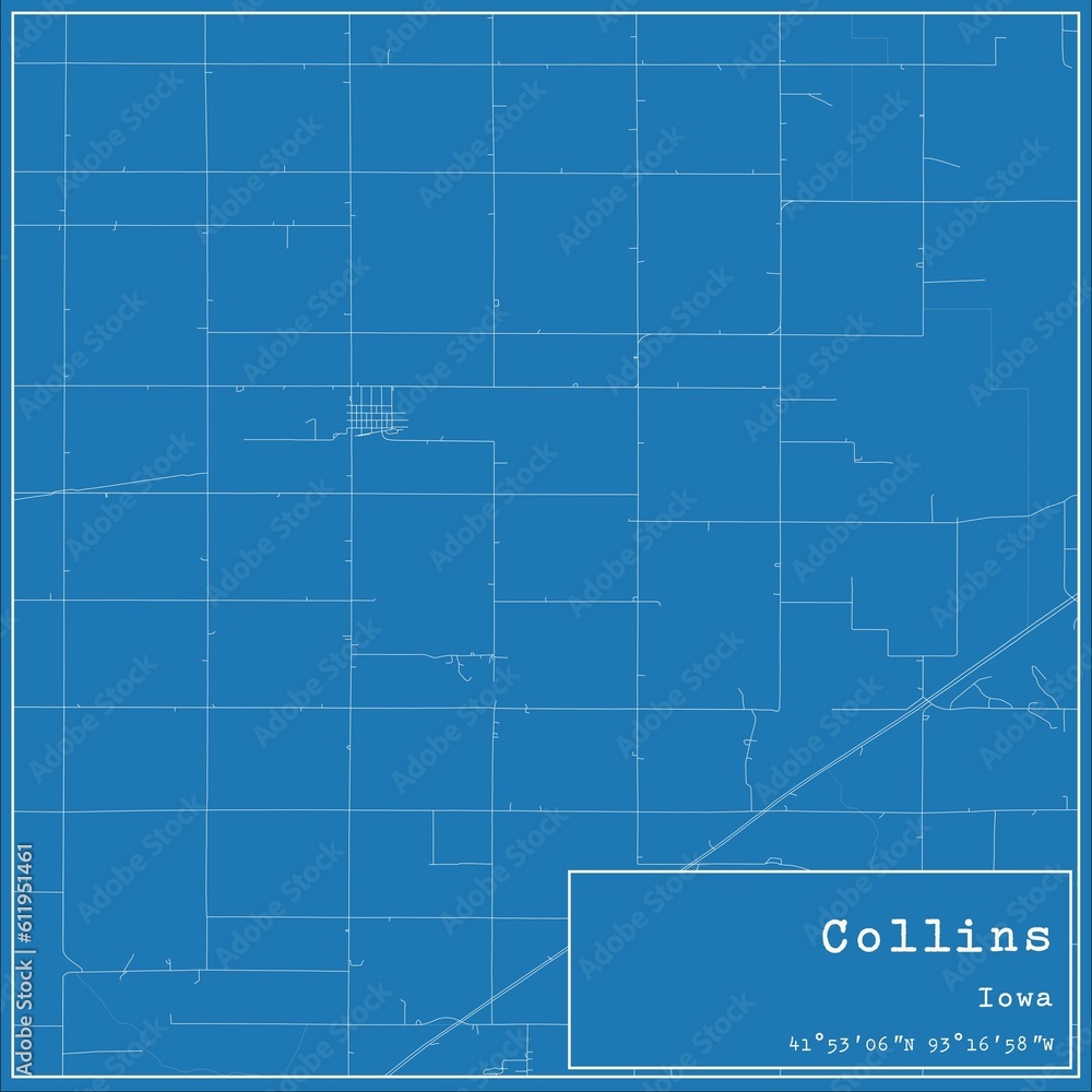 Blueprint US city map of Collins, Iowa. Blueprint US city map of Collins, Iowa.