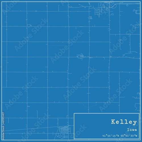 Blueprint US city map of Kelley, Iowa. photo