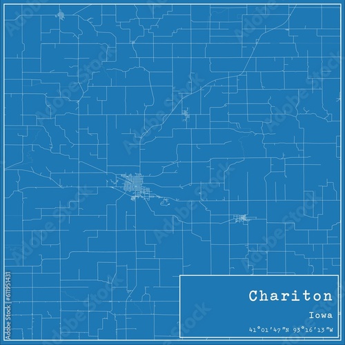 Blueprint US city map of Chariton, Iowa. photo