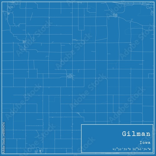 Blueprint US city map of Gilman, Iowa. photo