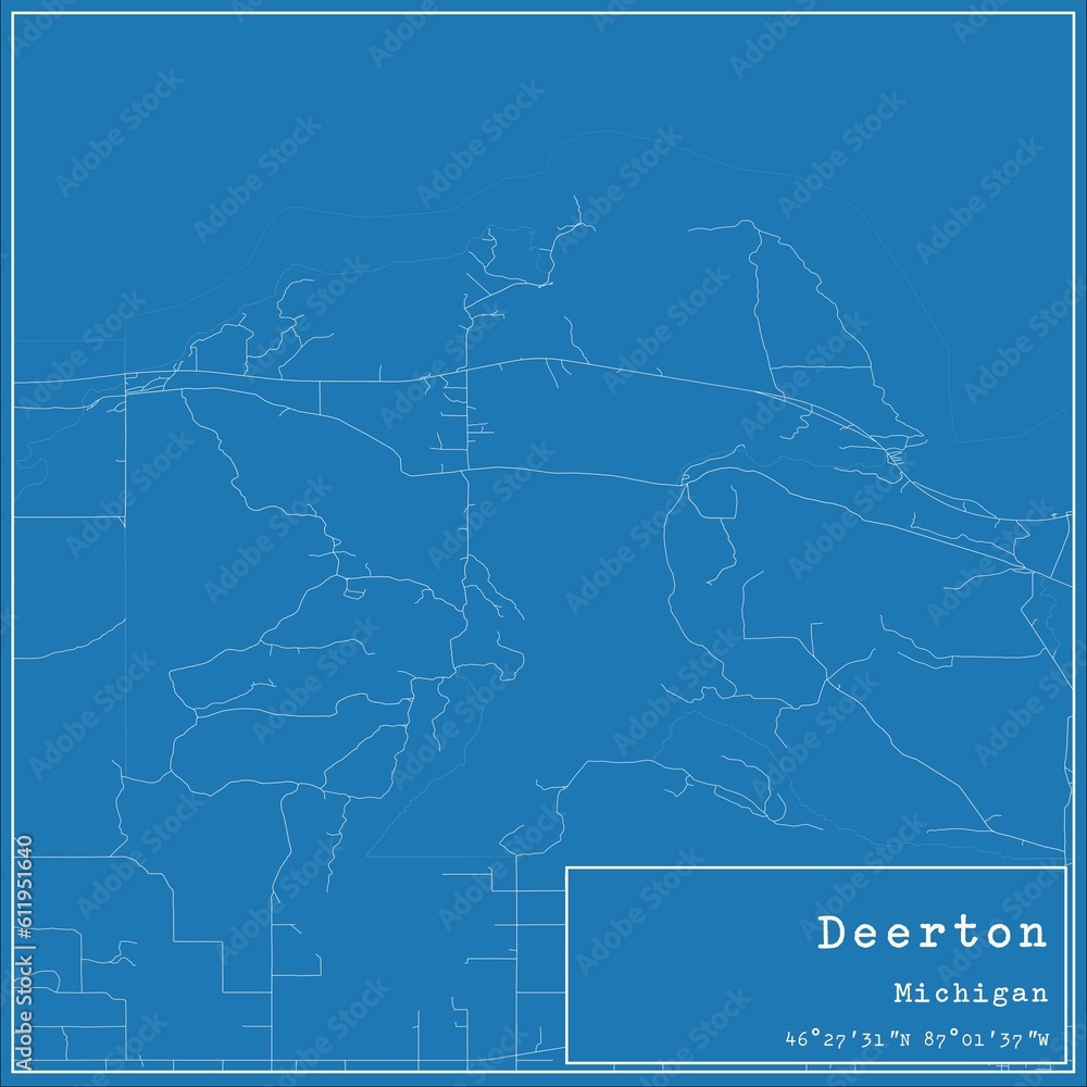 Blueprint US city map of Deerton, Michigan. Blueprint US city map of Deerton, Michigan.