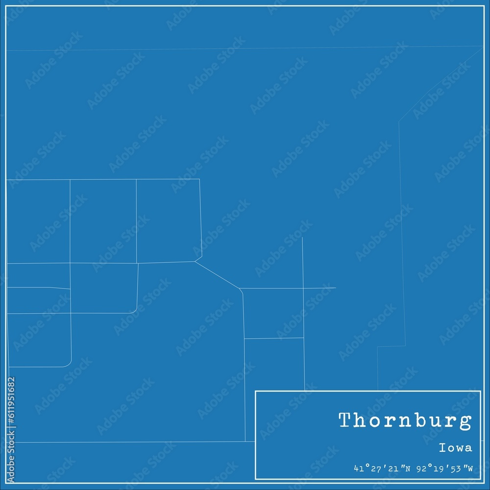 Fototapeta premium Blueprint US city map of Thornburg, Iowa.