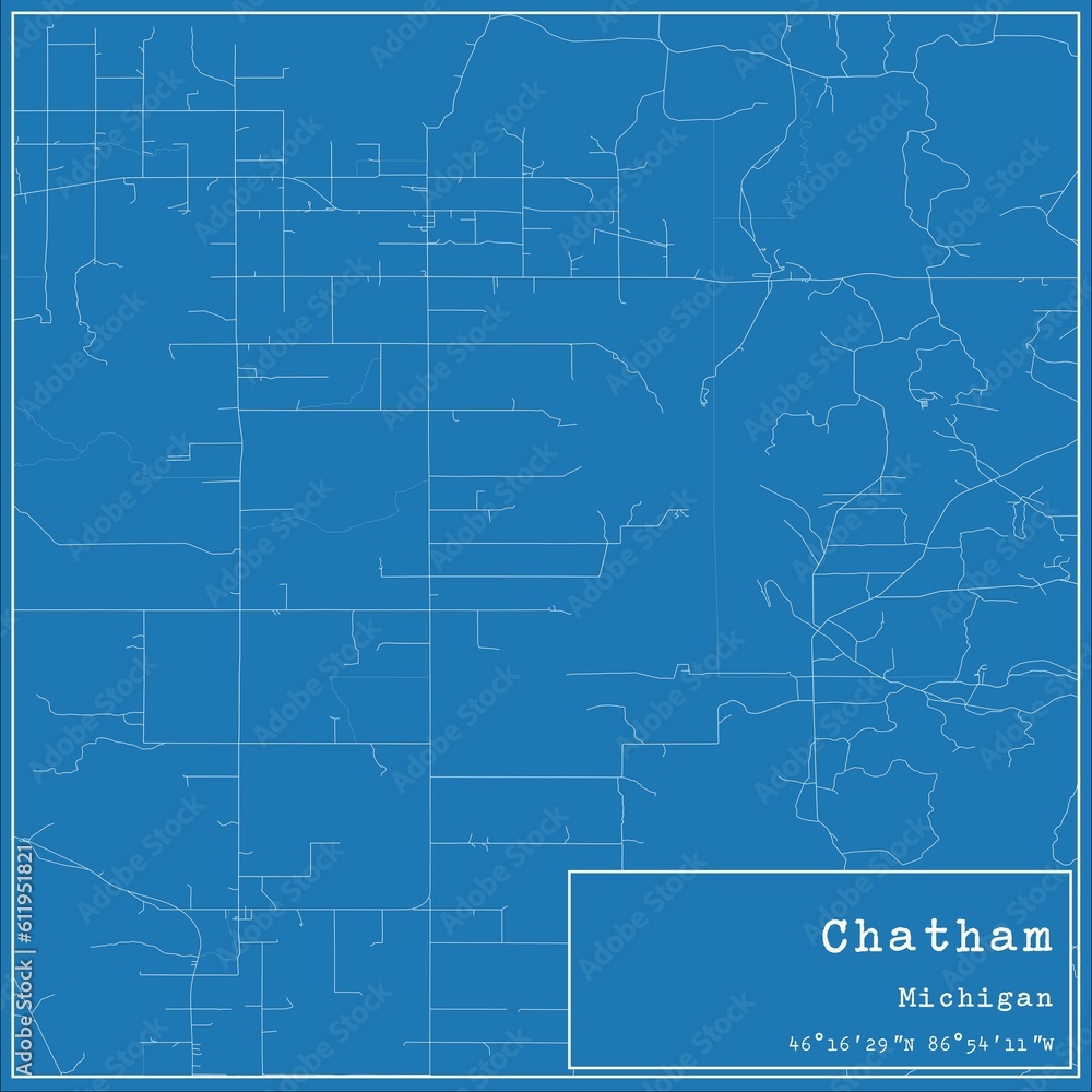 Blueprint US city map of Chatham, Michigan. Blueprint US city map of Chatham, Michigan.