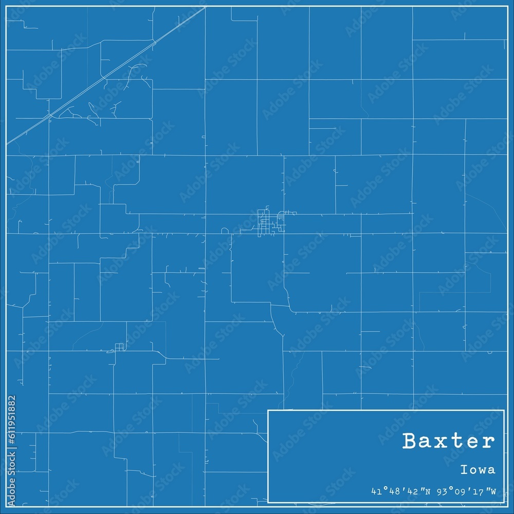 Blueprint US city map of Baxter, Iowa. Blueprint US city map of Baxter, Iowa.