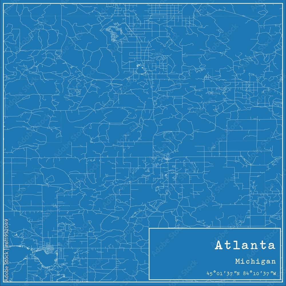 Blueprint US city map of Atlanta, Michigan. Blueprint US city map of Atlanta, Michigan.