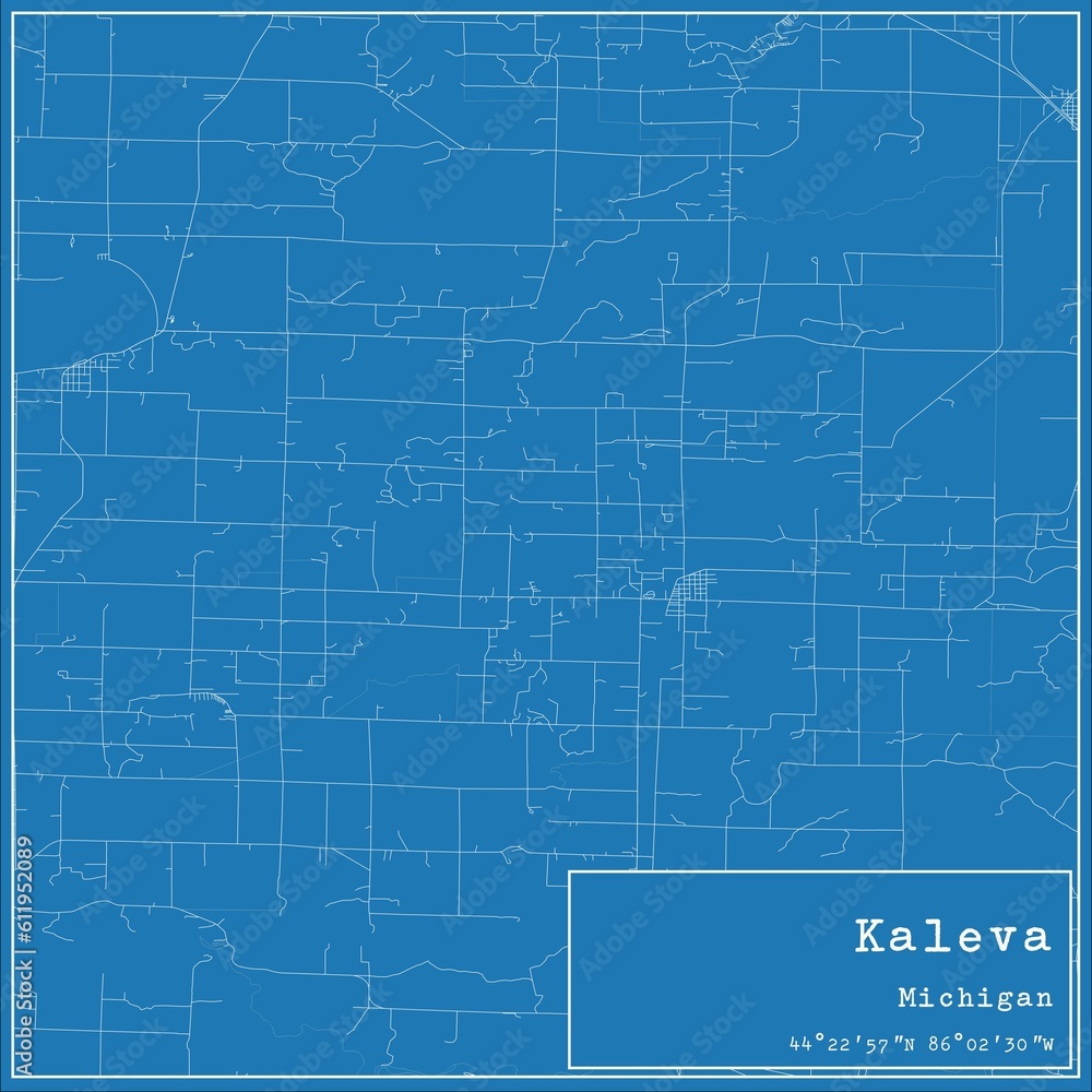 Blueprint US city map of Kaleva, Michigan.