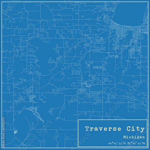 Wallpaper Mural Blueprint US city map of Traverse City, Michigan. Torontodigital.ca