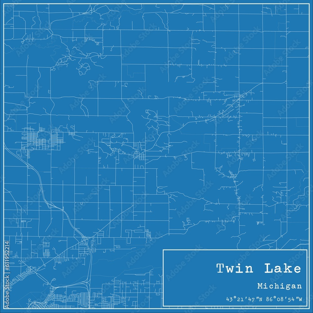 Blueprint US city map of Twin Lake, Michigan. Blueprint US city map of Twin Lake, Michigan.