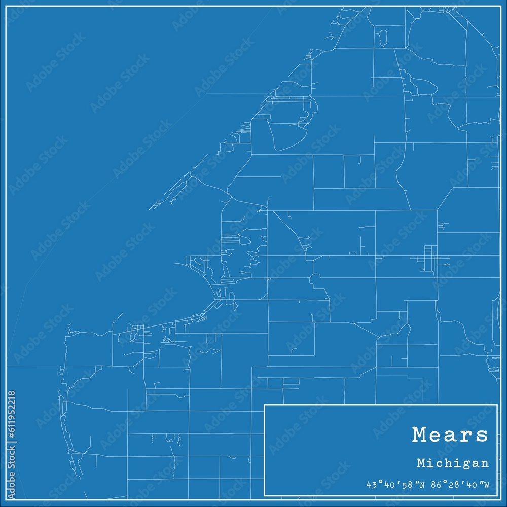 Obraz premium Blueprint US city map of Mears, Michigan.