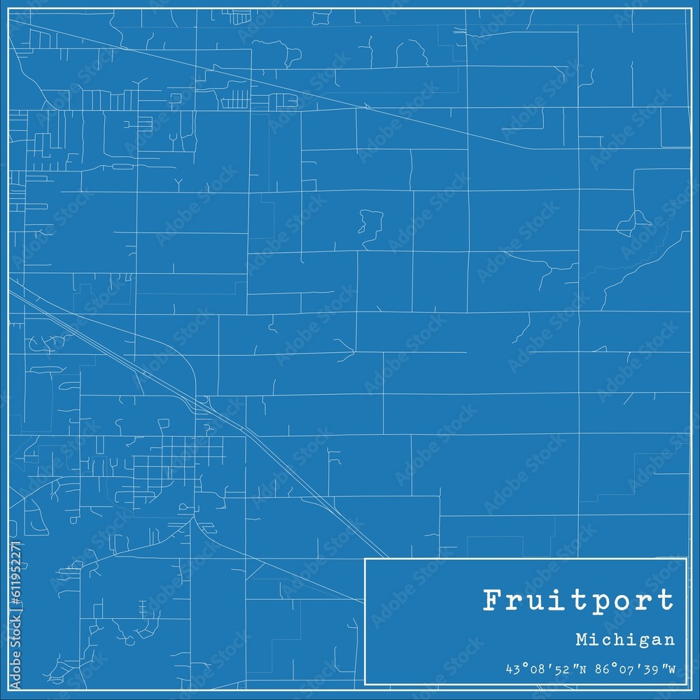 Blueprint US city map of Fruitport, Michigan.