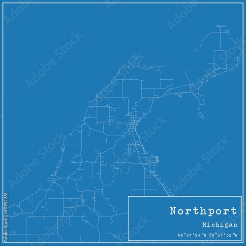 Blueprint US city map of Northport, Michigan. photo