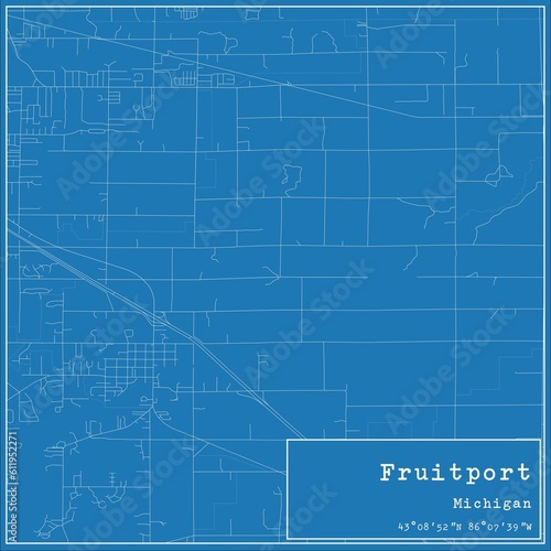 Blueprint US city map of Fruitport, Michigan.