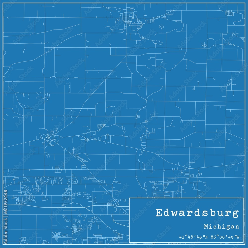 Blueprint US city map of Edwardsburg, Michigan.