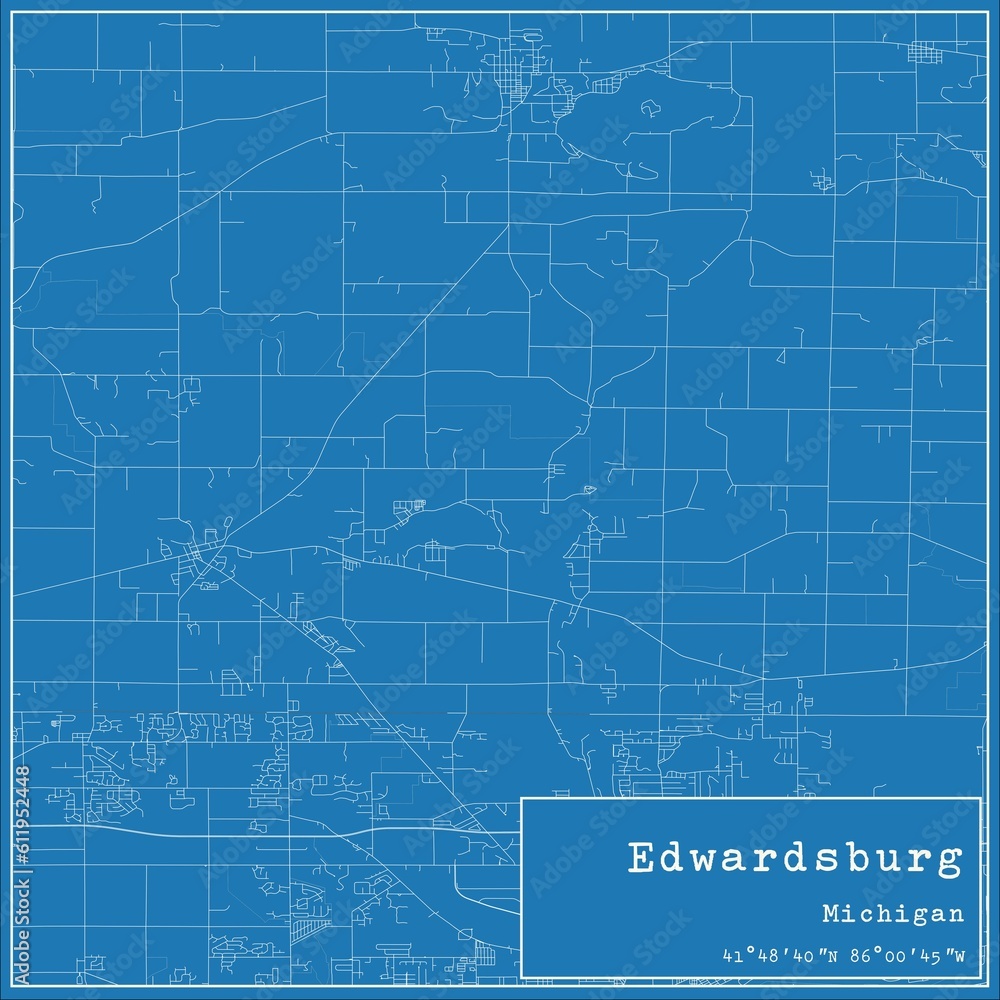 Blueprint US city map of Edwardsburg, Michigan. Blueprint US city map of Edwardsburg, Michigan.