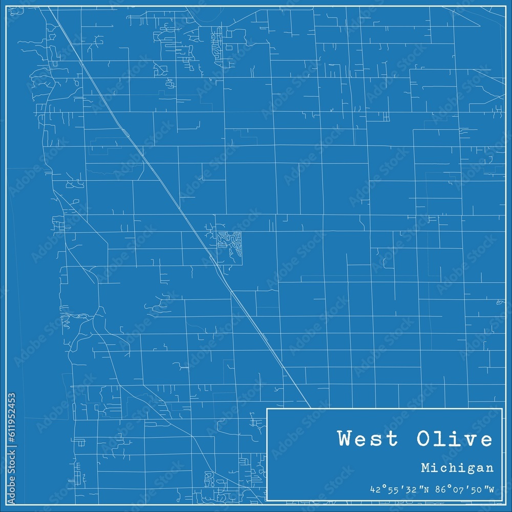 Fototapeta premium Blueprint US city map of West Olive, Michigan.