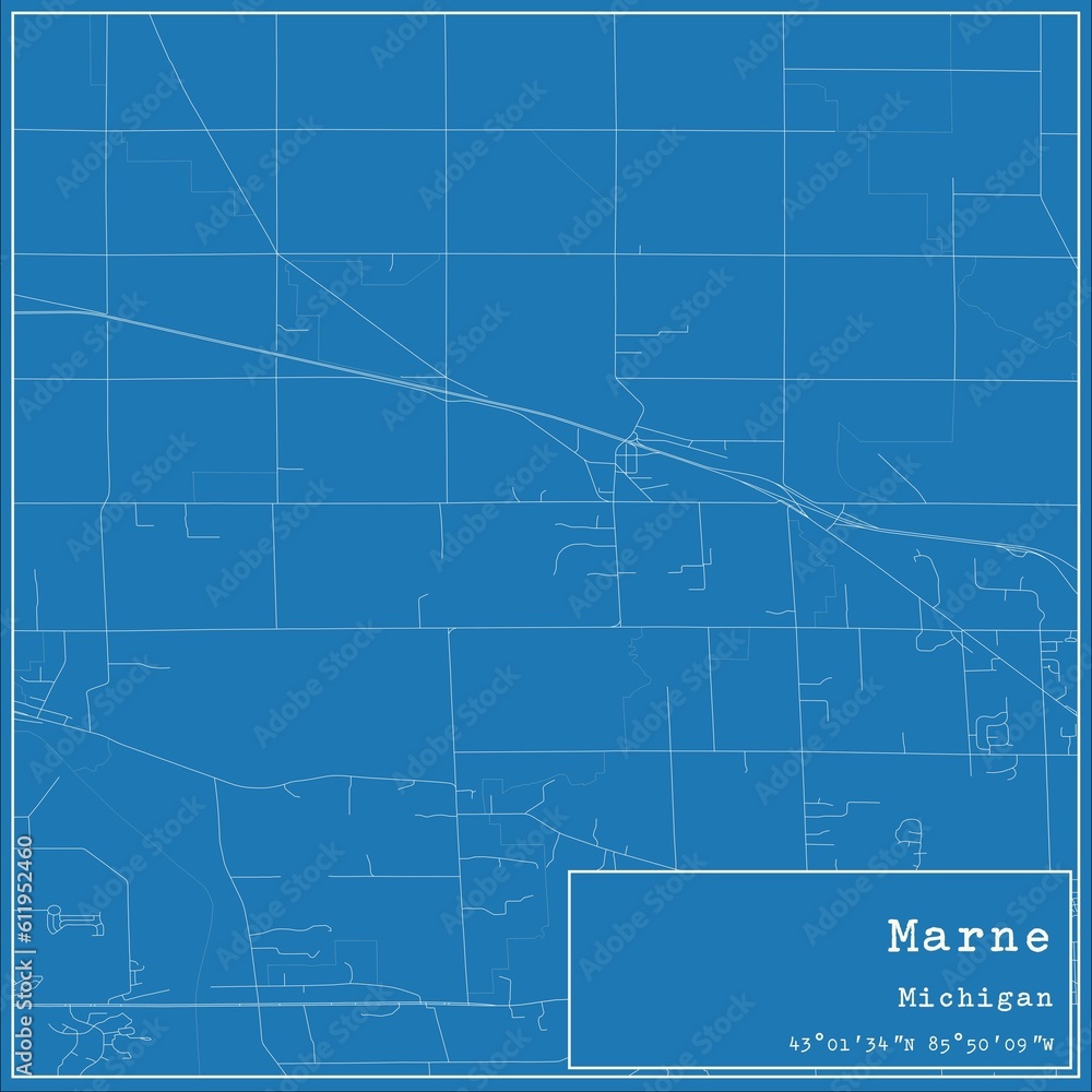 Blueprint US city map of Marne, Michigan. Blueprint US city map of Marne, Michigan.