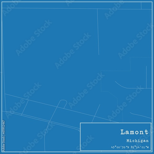 Blueprint US city map of Lamont, Michigan. photo