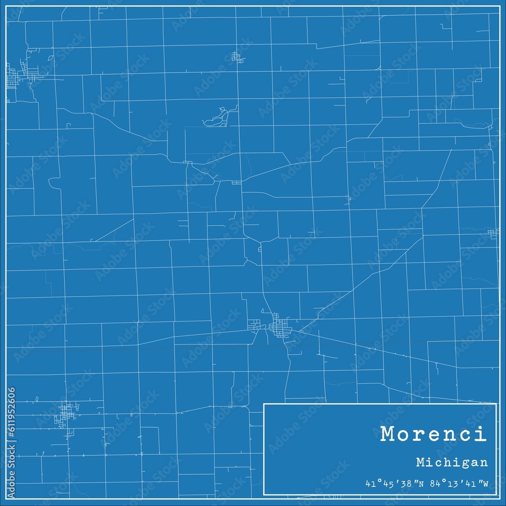 Fototapeta premium Blueprint US city map of Morenci, Michigan.