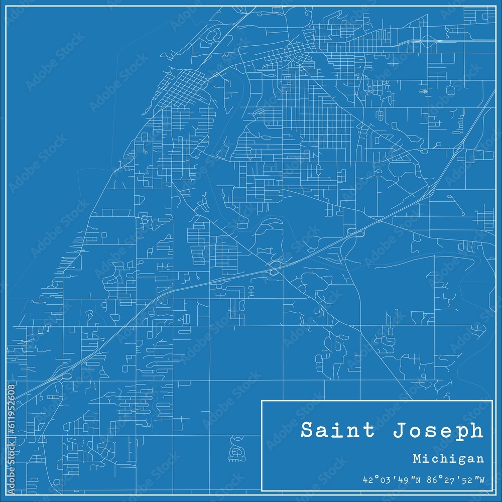 Blueprint US city map of Saint Joseph, Michigan.