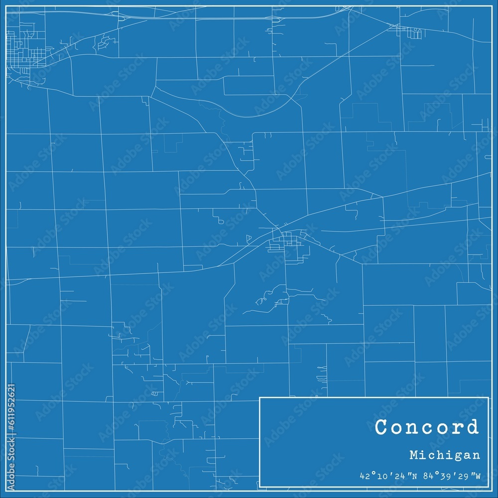 Blueprint US city map of Concord, Michigan. Blueprint US city map of Concord, Michigan.
