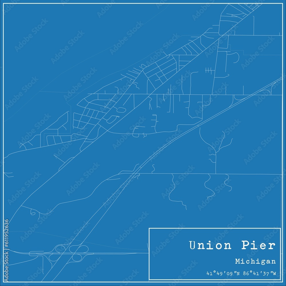Obraz premium Blueprint US city map of Union Pier, Michigan.
