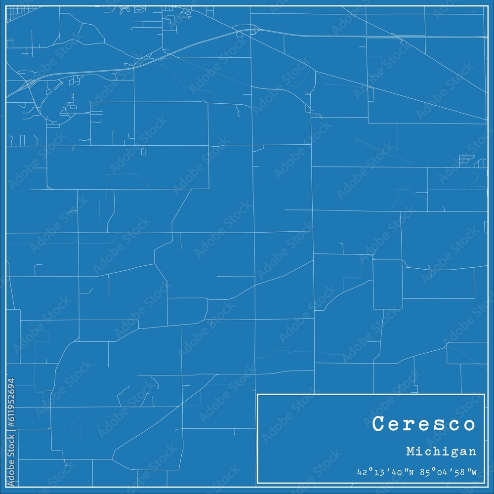 Blueprint US city map of Ceresco, Michigan. Blueprint US city map of Ceresco, Michigan.