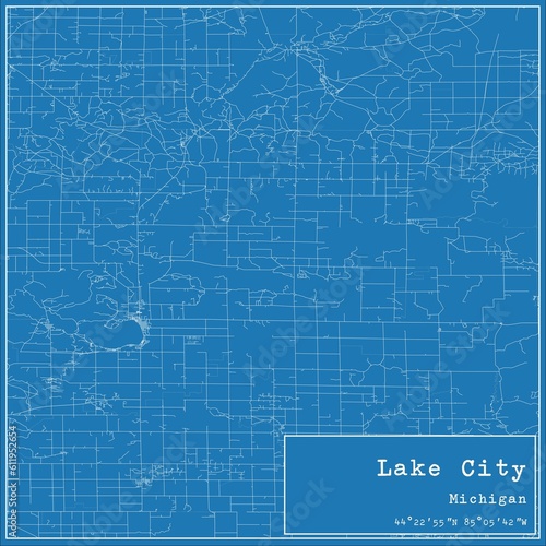 Wallpaper Mural Blueprint US city map of Lake City, Michigan. Torontodigital.ca