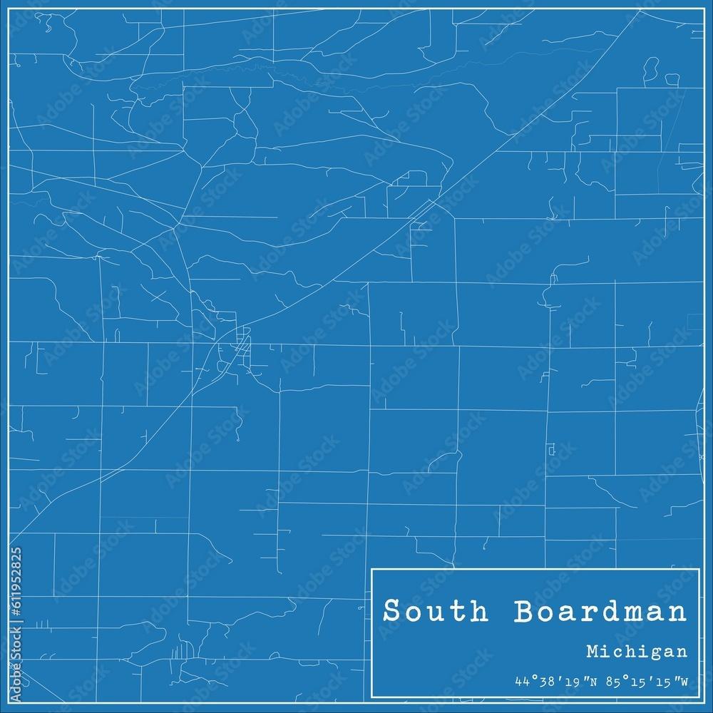 Blueprint US city map of South Boardman, Michigan.