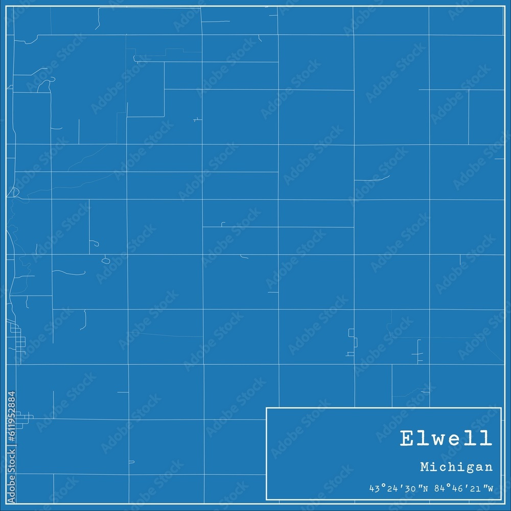 Blueprint US city map of Elwell, Michigan. Blueprint US city map of Elwell, Michigan.